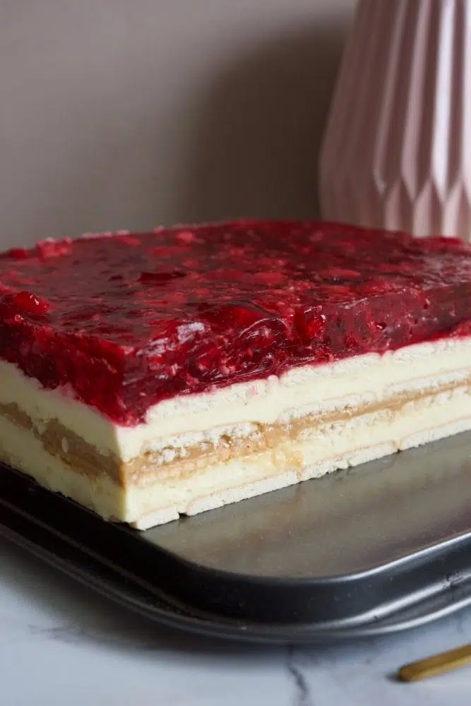 prajitura fara coacere cu vanilie si zmeura