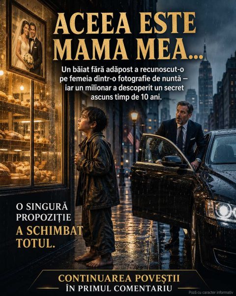 Băiatul flămând privea fotografia de nuntă din vitrină 😢 și a șoptit „Ea e mama mea” 💔, dar adevărul ascuns de zece ani avea să zguduie casa unui om bogat 🏠