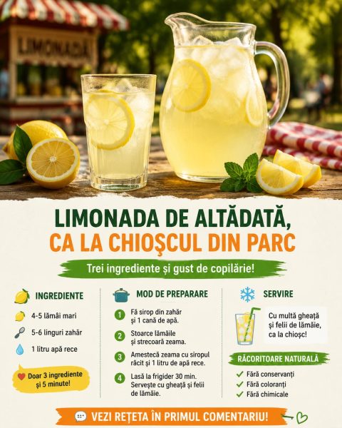 Limonada de altădată, ca la chioșcul din parc. Trei ingrediente și gust de copilărie!