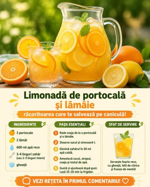 Limonadă de portocală și lămâie, răcoritoarea care te salvează pe caniculă!