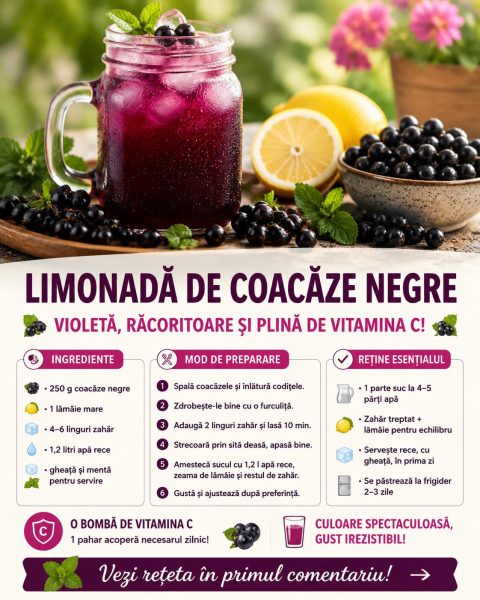 Limonadă de coacăze negre, violetă și plină de vitamina C. Iată cum o faci acasă!
