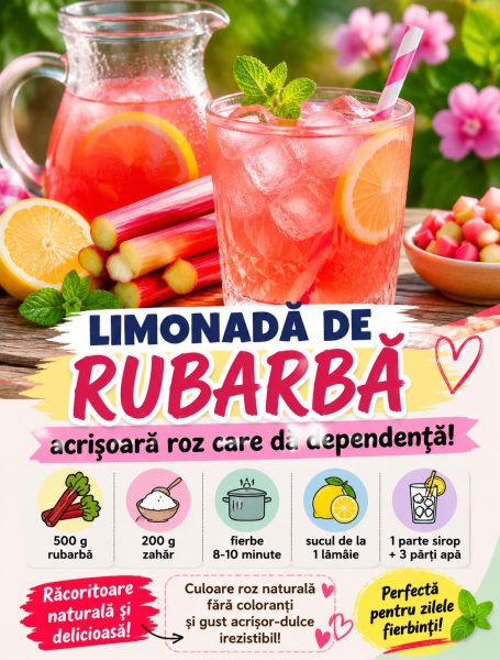 Puțini români o prepară, dar această limonadă de rubarbă este incredibil de bună