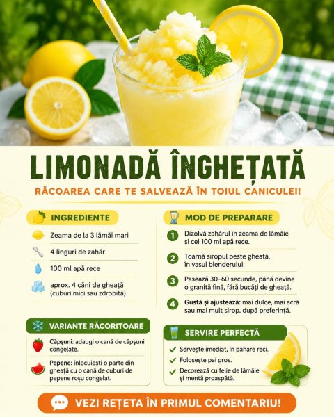 Limonadă înghețată, băutura care te salvează în toiul caniculei. Iată cum o faci!