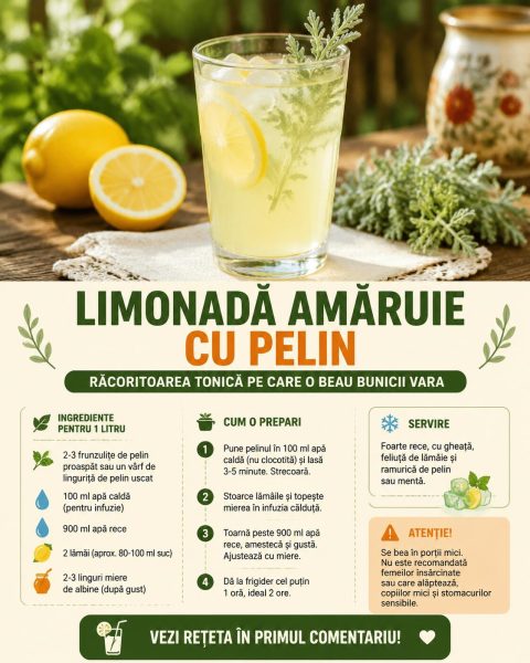 Limonadă amăruie cu pelin, răcoritoarea tonică pe care o beau bunicii vara