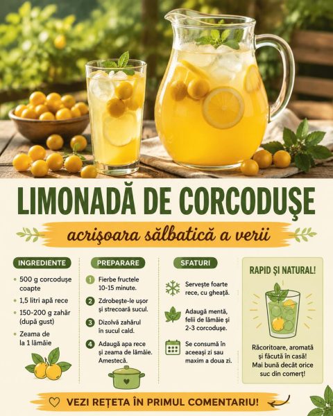 Limonadă de corcodușe, acrișoara sălbatică pe care mulți o trec cu vederea. Iată cum o faci!