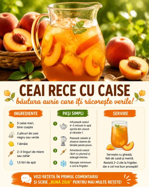 Ceai rece cu caise, băutura aurie care îți răcorește verile. Iată cum îl faci acasă!