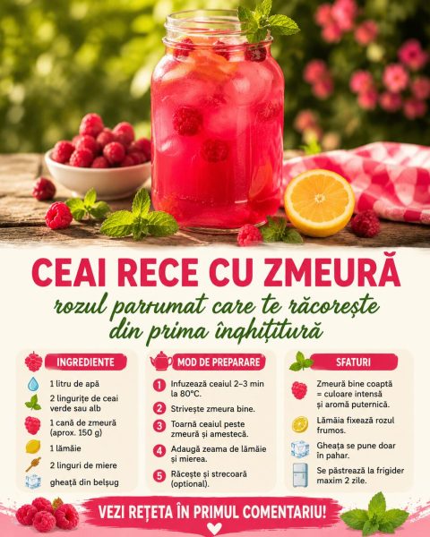 Ceai rece cu zmeură, rozul parfumat care te răcorește din prima înghițitură