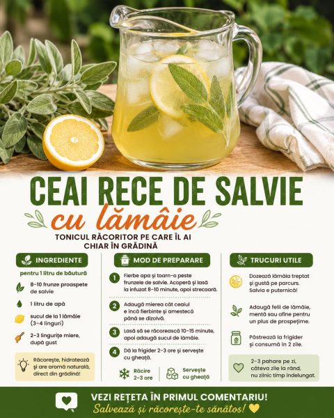 Ceai rece de salvie cu lămâie, tonicul răcoritor pe care îl ai chiar în grădină