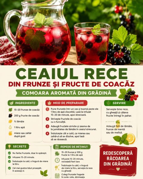 Ceaiul rece din frunze și fructe de coacăz, comoara aromată pe care o ai chiar în grădină