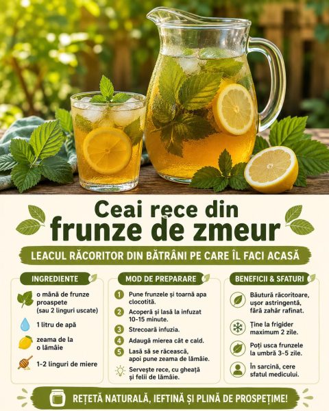 Ceai rece din frunze de zmeur, leacul răcoritor din bătrâni pe care îl faci acasă