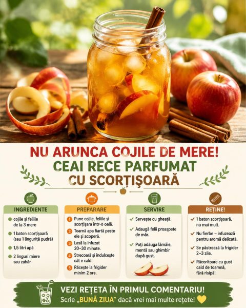 Nu arunca cojile de mere! Fă un ceai rece parfumat cu scorțișoară