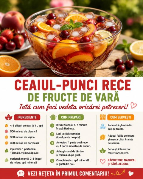 Ceaiul-punci rece de fructe de vară. Iată cum faci vedeta oricărei petreceri!