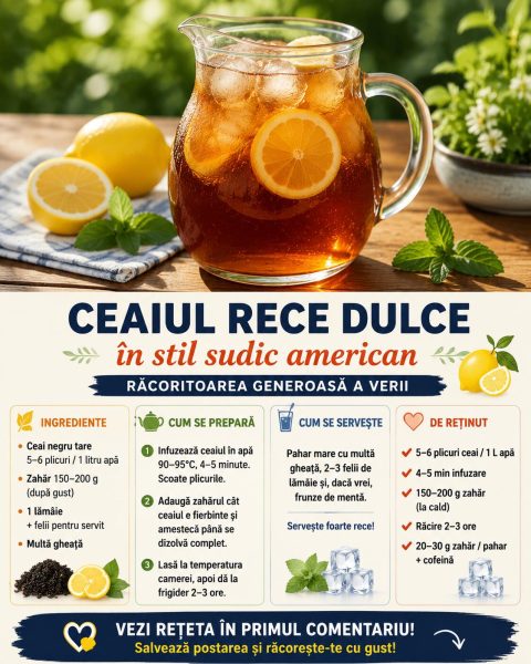 Ceaiul rece dulce în stil sudic american. Iată cum faci răcoritoarea perfectă pentru caniculă!