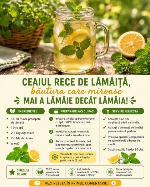 Ceaiul rece de lămâiță, băutura care miroase mai a lămâie decât lămâia. Iată cum îl faci!