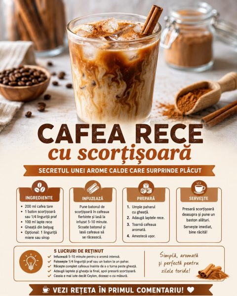Cafea rece cu scorțișoară, secretul unei arome calde care surprinde plăcut
