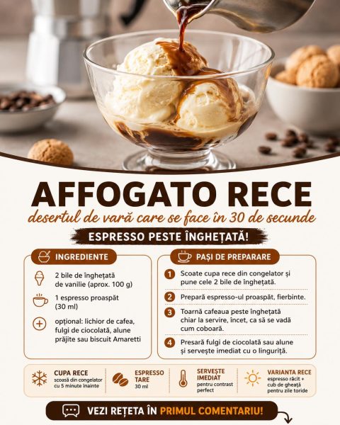 Affogato rece, desertul de vară care se face în 30 de secunde. Espresso peste înghețată!