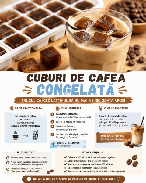 Cuburi de cafea congelată. Iată trucul ca iced latte-ul să nu mai fie niciodată apos!