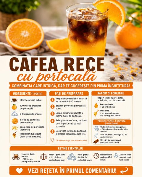 Cafea rece cu portocală. Combinația care intrigă, dar te cucerește din prima înghițitură!
