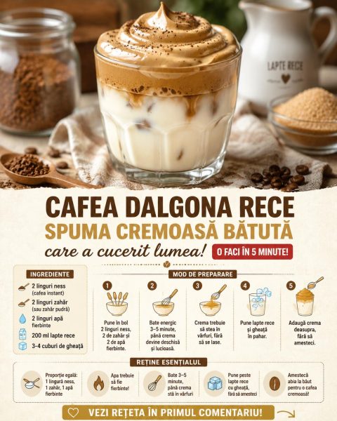 Cafea dalgona rece, spuma cremoasă bătută care a cucerit lumea. O faci în 5 minute!