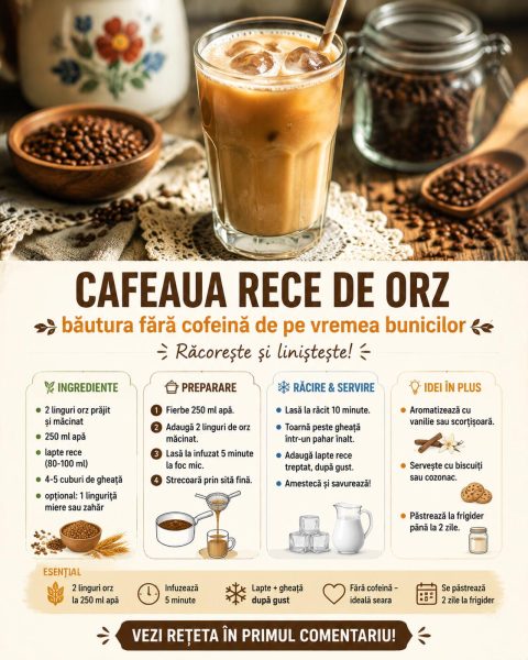 Cafeaua rece de orz, băutura fără cofeină de pe vremea bunicilor. Iată cum o prepari!