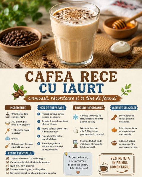 Cafea rece cu iaurt. Pare ciudat, dar e cremoasă, răcoritoare și te ține de foame!