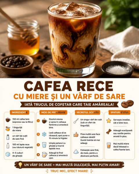 Cafea rece cu miere și un vârf de sare. Iată trucul de cofetar care taie amăreala!