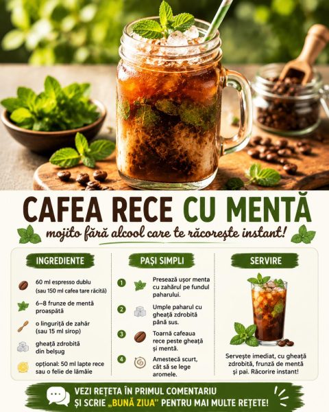 Cafea rece cu mentă, mojito fără alcool care te răcorește instant pe căldură