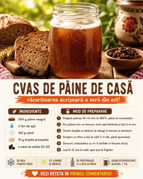 Cvas de pâine de casă, răcoritoarea acrișoară a verii din est. Iată cum o faci din pâine uscată!
