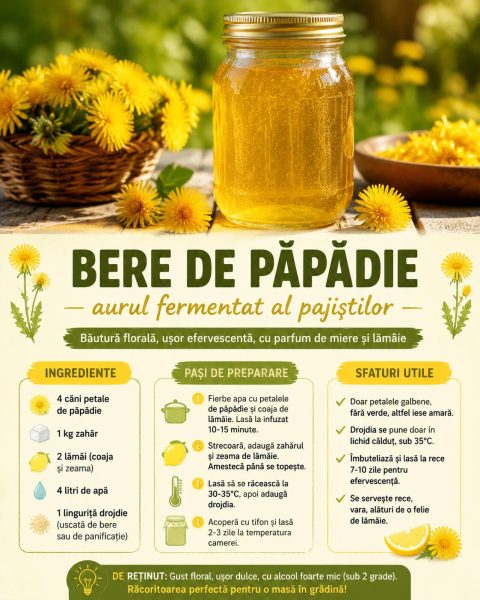 Bere de păpădie, aurul fermentat al pajiștilor. Iată cum prinzi florile și faci băutura!