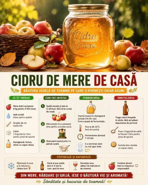 Cidru de mere de casă, băutura veselă de toamnă pe care o pornești chiar acum!