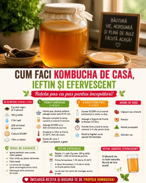 Cum faci kombucha de casă, ieftin și efervescent. Iată rețeta pas cu pas!