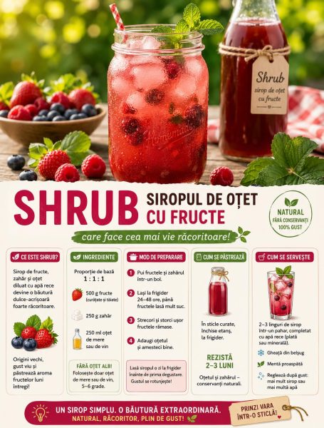 Shrub, siropul de oțet cu fructe care face cea mai vie răcoritoare. Iată cum îl prepari!