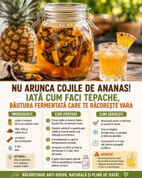 Nu arunca cojile de ananas! Iată cum faci tepache, băutura fermentată care te răcorește vara