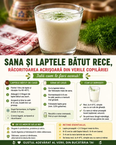 Sana și laptele bătut rece, răcoritoarea acrișoară din verile copilăriei. Iată cum le faci acasă!