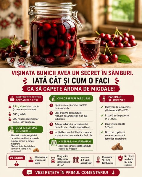 Vișinata bunicii avea un secret în sâmburi. Iată cât și cum o faci ca să capete aroma de migdale!