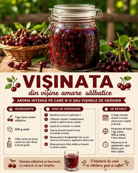 Vișinata din vișine amare sălbatice are o aromă pe care n-o dau vișinele de grădină