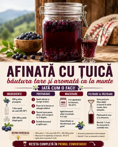 Afinată cu țuică de casă, băutura tare și aromată ca la munte. Iată cum o faci!