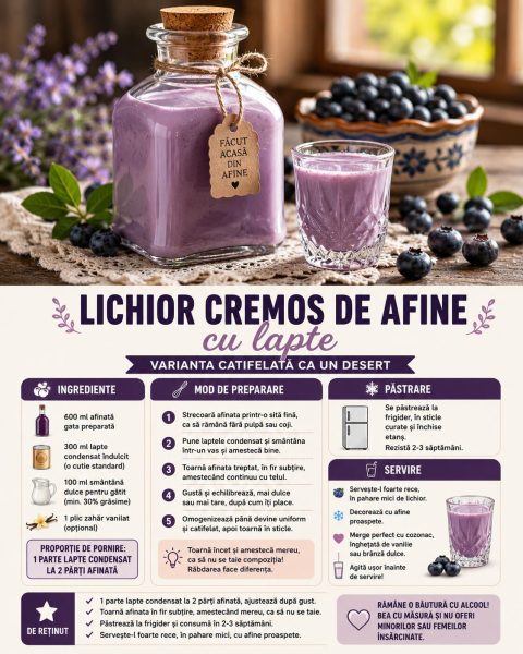 Lichior cremos de afine cu lapte. Iată cum transformi afinata într-un desert lichid divin!