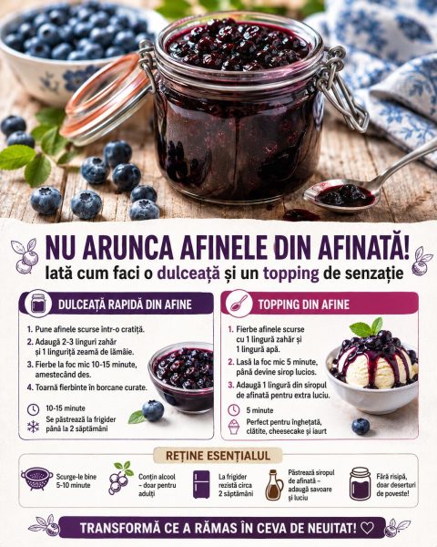 Nu arunca afinele din afinată! Iată cum faci o dulceață și un topping de senzație