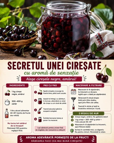 Secretul unei cireșate cu aromă de senzație. Alege cireșele negre, amărui!