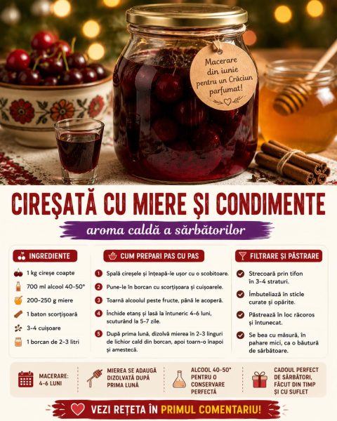 Cireșată cu miere și condimente, băutura caldă care îți parfumează toată casa de sărbători