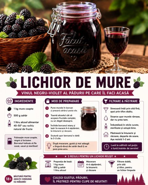 Lichior de mure, vinul negru-violet al pădurii pe care îl faci acasă