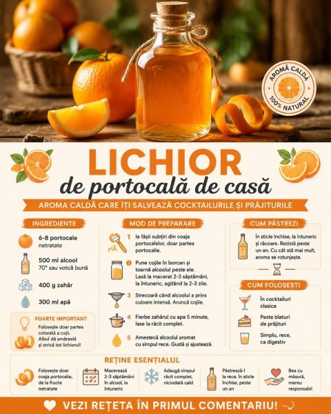 Lichior de portocală de casă, aroma caldă care îți salvează cocktailurile și prăjiturile
