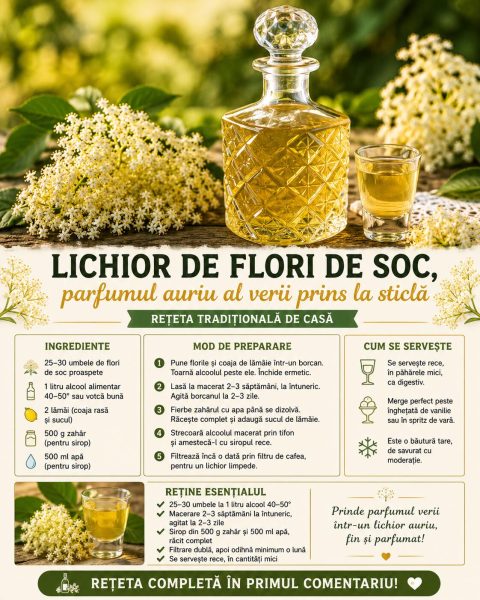 Lichior de flori de soc, parfumul auriu al verii prins la sticlă. Iată cum îl faci!