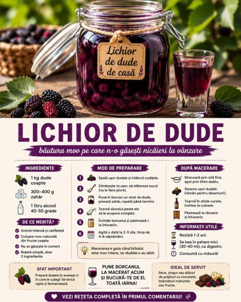 Lichior de dude, băutura mov pe care n-o găsești nicăieri la vânzare