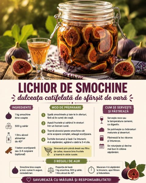 Lichior de smochine, dulceața catifelată care îți cucerește oaspeții la sfârșit de vară