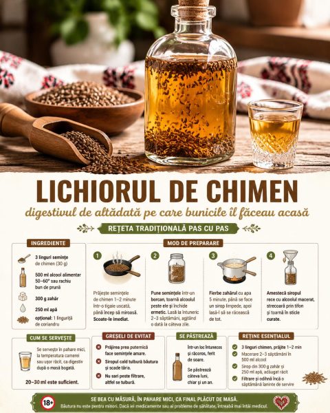 Lichiorul de chimen, digestivul de altădată pe care bunicile îl făceau acasă. Iată rețeta!