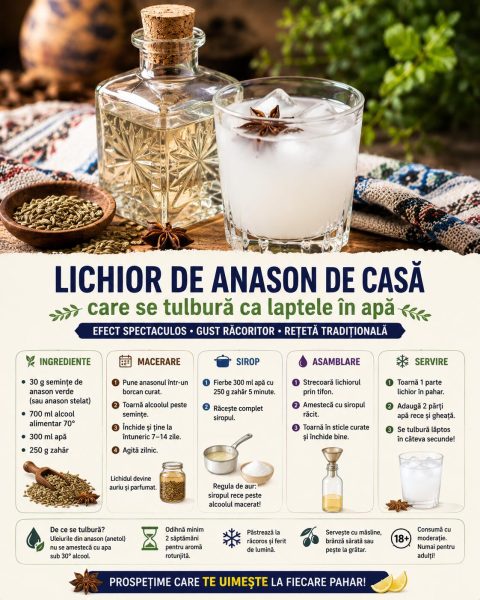 Lichior de anason de casă care se tulbură ca laptele în apă. Iată secretul!