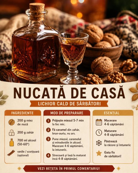 Nucată de casă, lichiorul cald de sărbători cu aromă de nucă prăjită și caramel