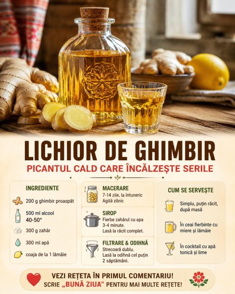 Lichior de ghimbir făcut în casă. Iată secretul unui digestiv picant-cald!